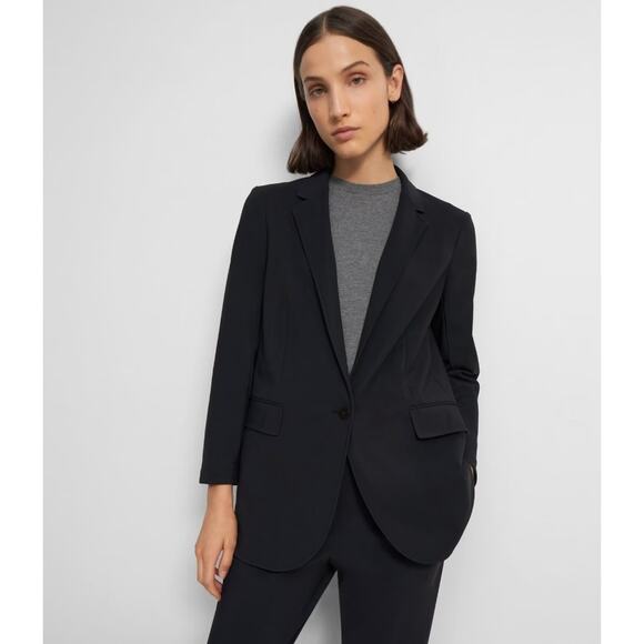 Theory Casual Blazer in Precision Ponte Black 10 NEW - Picture 1 of 6